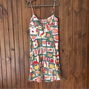 Collectif Tropical Print Dress with Red and Green
